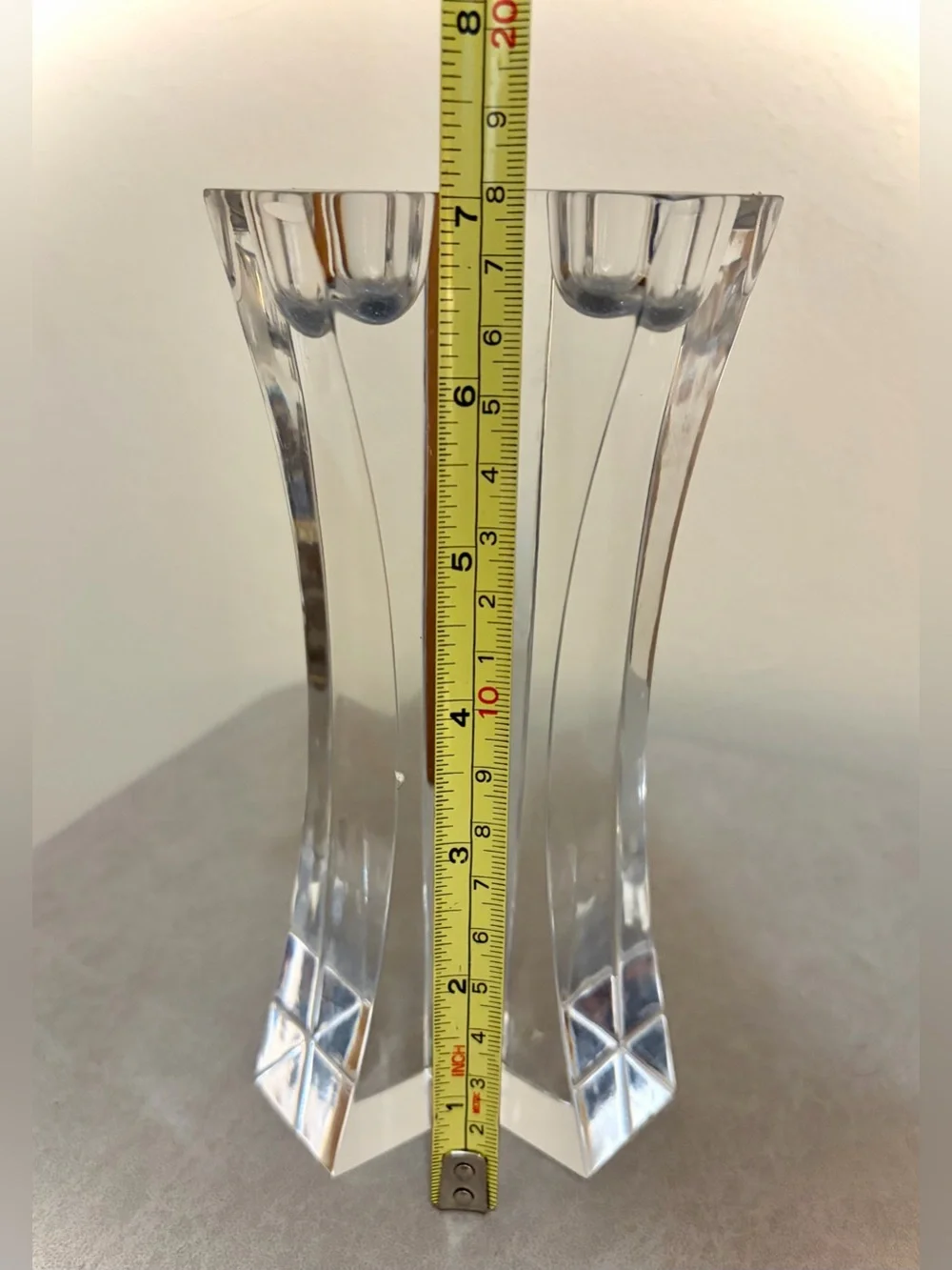 Vintage Nambé Crystal Kissing Candlesticks Modernist Decor 7” MCM Pair of 2